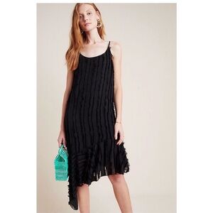 Anthropologie Eri + Ali Fringe Black Dress NWT